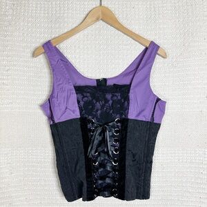 TRIPP NYC vintage Y2K purple and black lace up sleeveless corset top SIZE LARGE